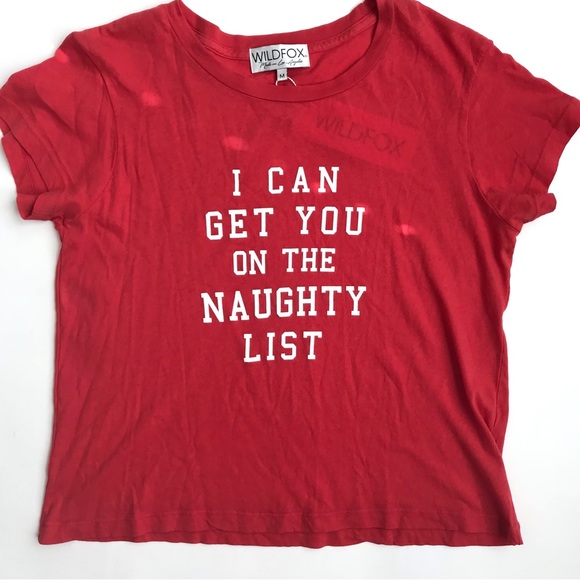 Wildfox I Can Get You on the Naughty List Red T Shirt NWT M - Picture 3 of 7